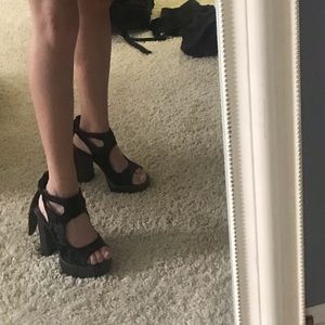 Black block heels